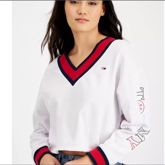 TOMMY JEANS Boxy Cropped Sweatshirt XL.… White by Tommy Hilfiger… - Picture 1 of 8